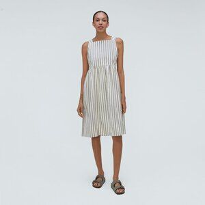 NWOT Everlane The Seersucker Midi Dress Nutria / Off-White- Size S